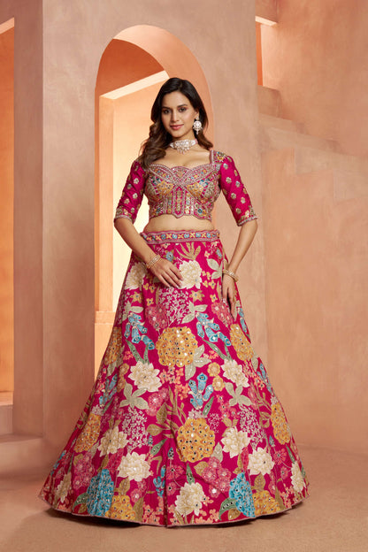 Rani Pink Multikali Designer Lehenga 2186