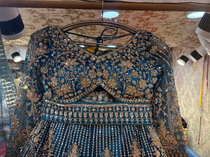 Astonishing sky blue crop top Lehenga