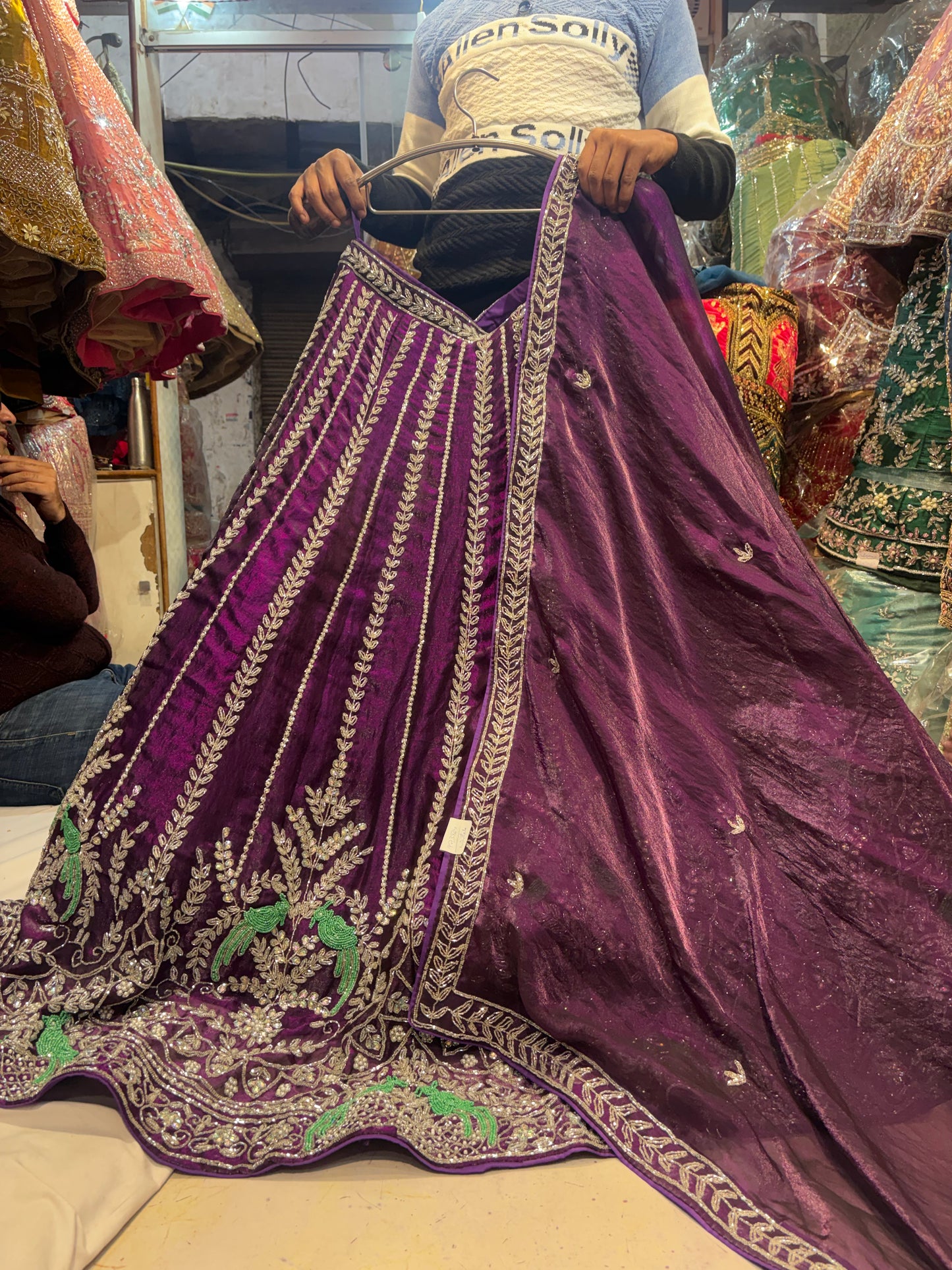 Pleasing purple peacock Lehenga