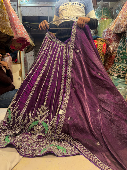 Pleasing purple peacock Lehenga