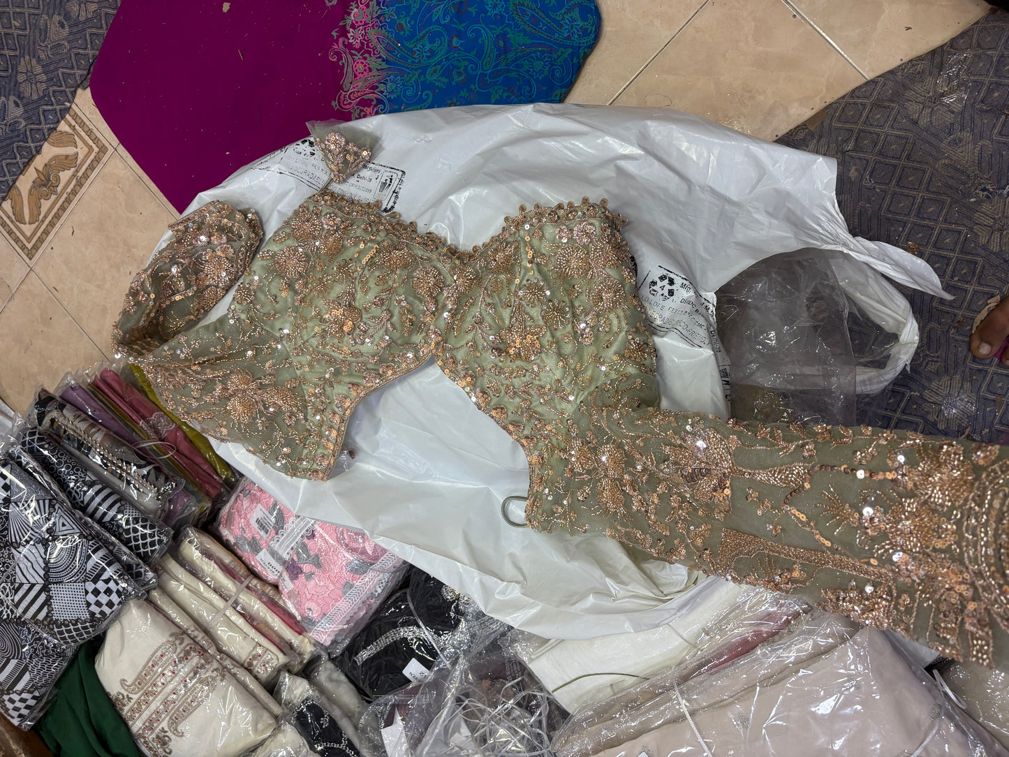 16 kali Engaging pista green crop top Lehenga