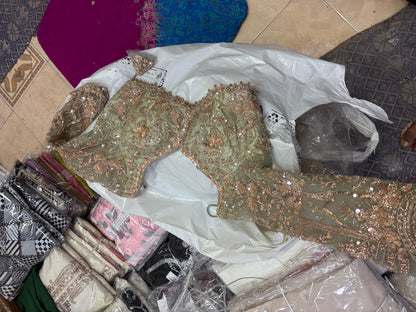 16 kali Engaging pista green crop top Lehenga