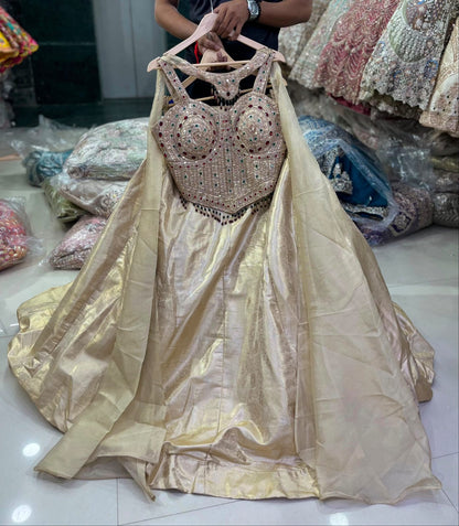 Golden Crop top Lehenga