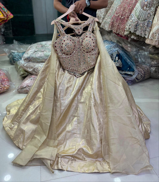 Blue Crop top Lehenga