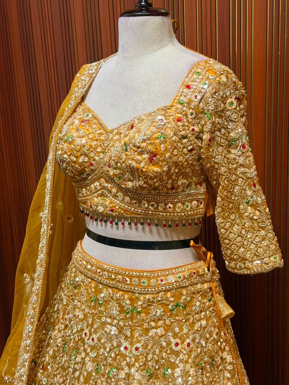 Yellow Crop top Lehenga