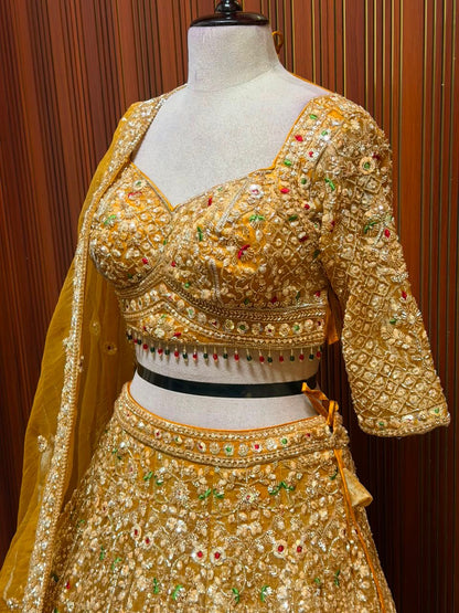 Yellow Crop top Lehenga