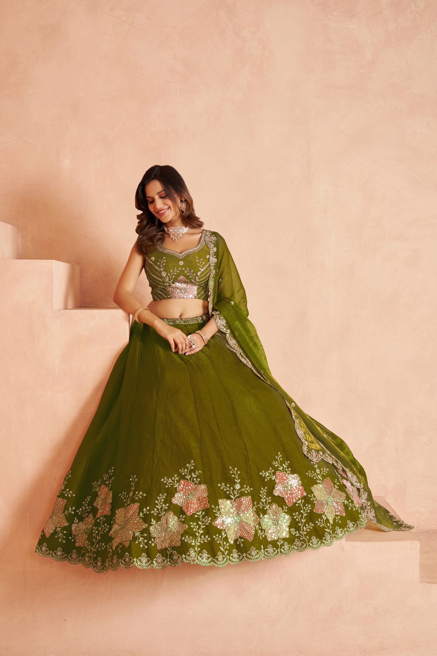 Mehendi Green Designer Lehenga 2216