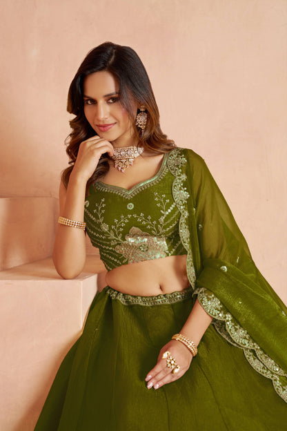 Mehendi Green Designer Lehenga 2216