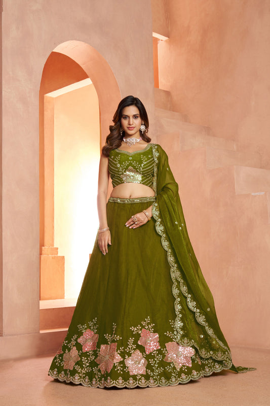 Mehendi Green Designer Lehenga 2216