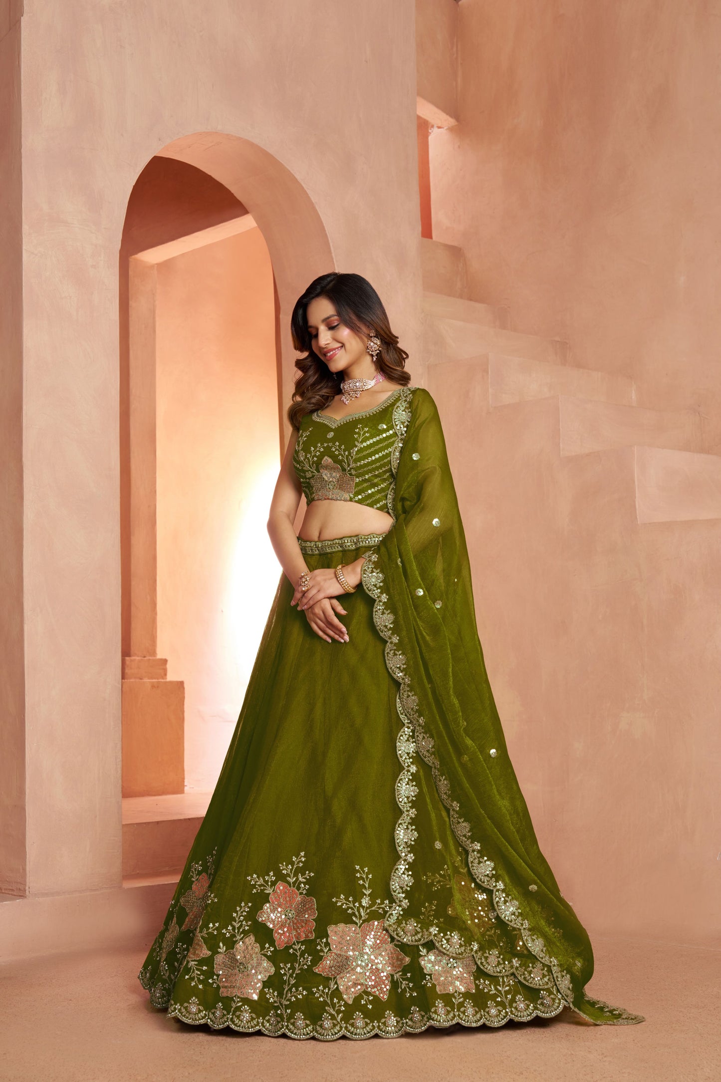 Mehendi Green Designer Lehenga 2216
