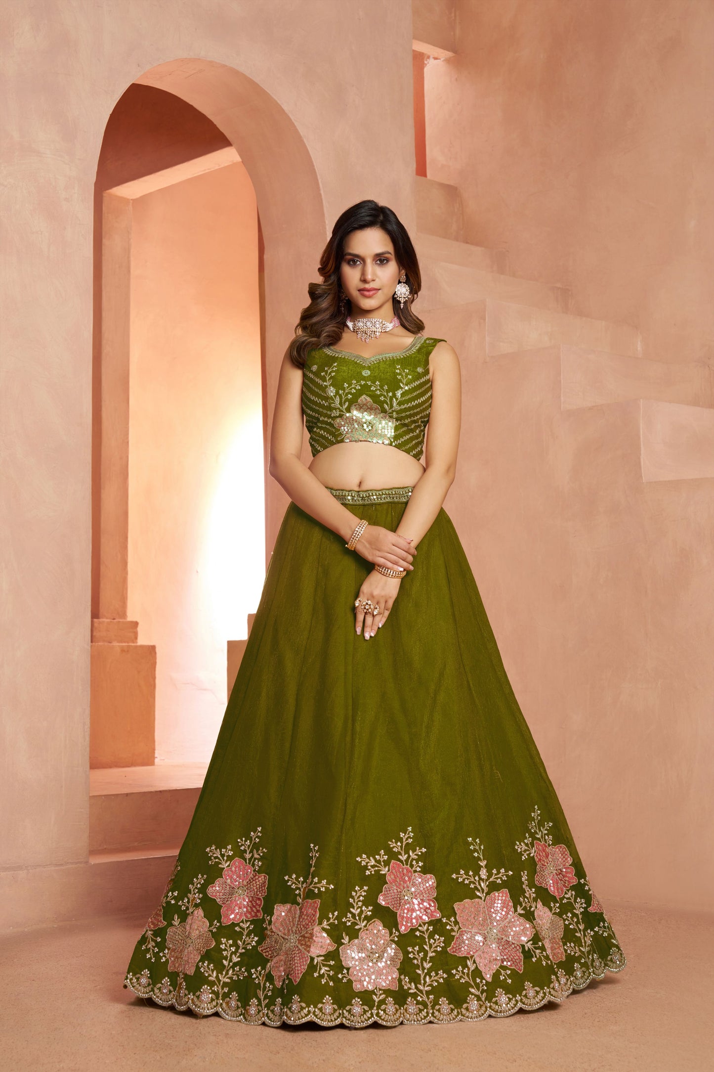 Mehendi Green Designer Lehenga 2216