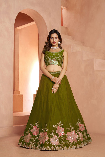 Mehendi Green Designer Lehenga 2216