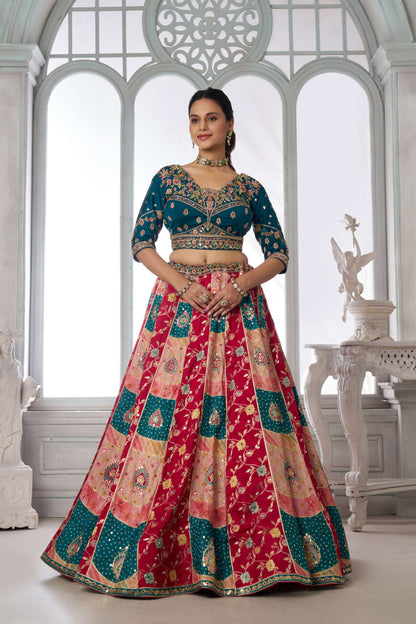 Green Pink Multikali Designer Lehenga 2226