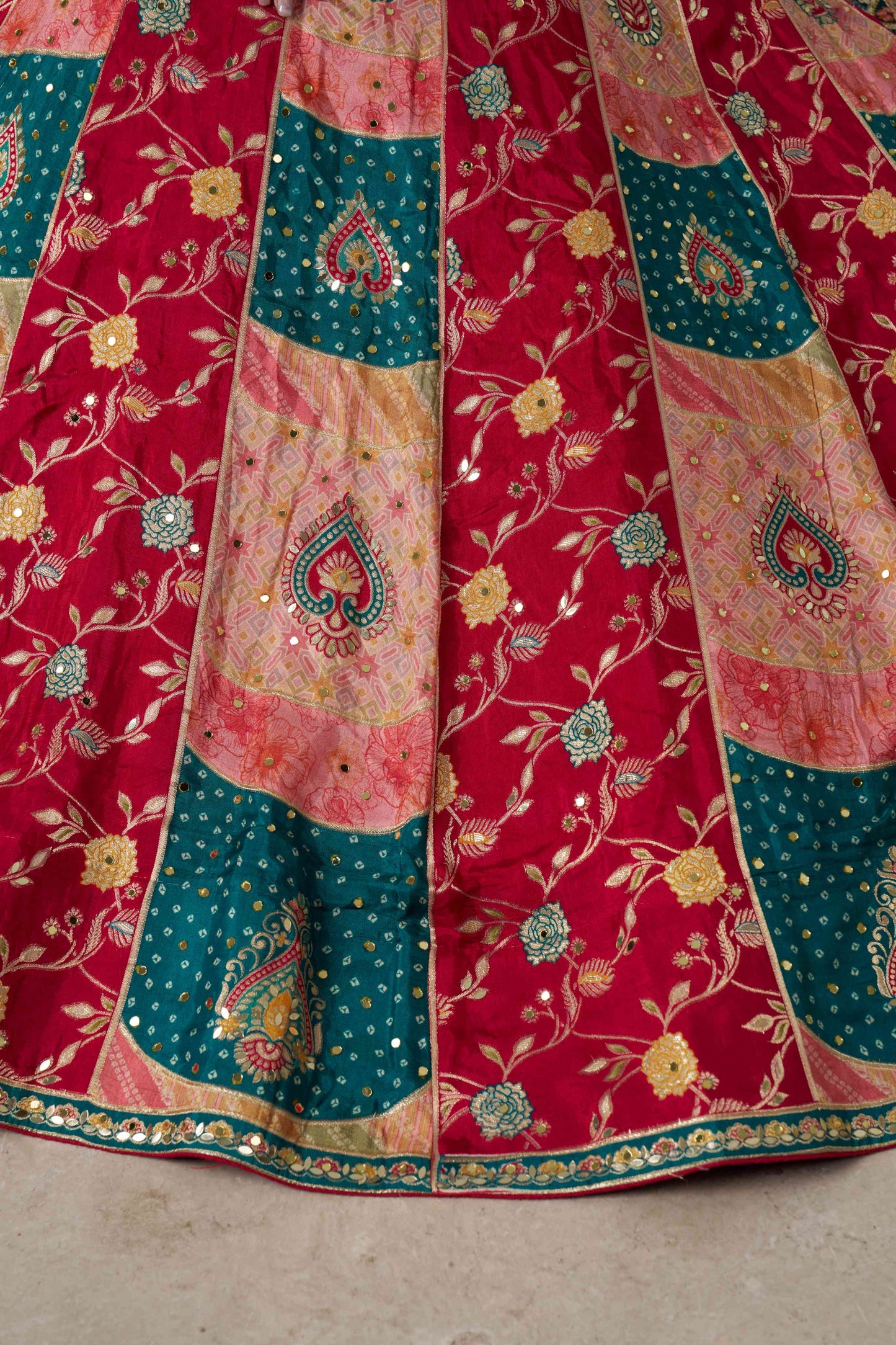 Green Pink Multikali Designer Lehenga 2226