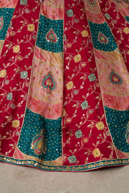 Green Pink Multikali Designer Lehenga 2226