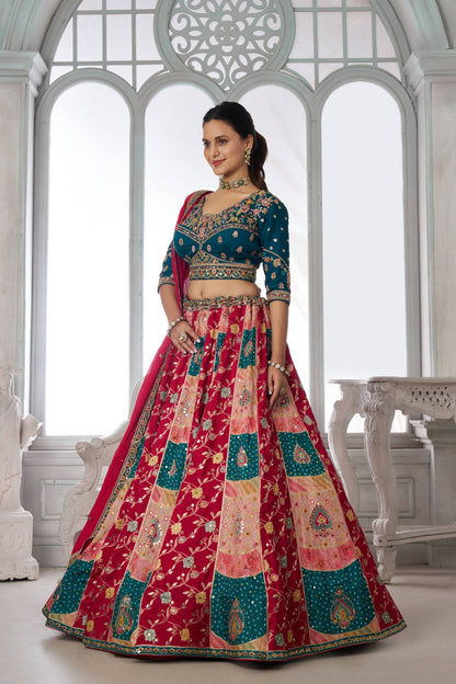 Green Pink Multikali Designer Lehenga 2226