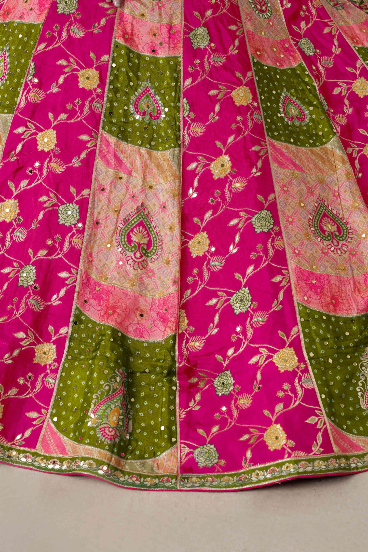 Green Pink Multikali Designer Lehenga 2226