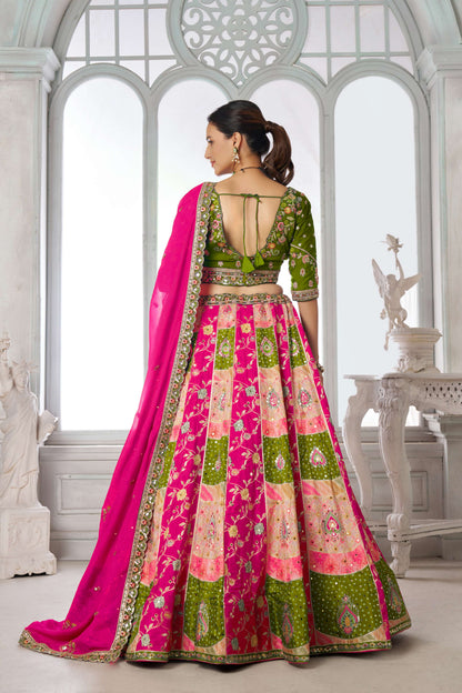 Green Pink Multikali Designer Lehenga 2226