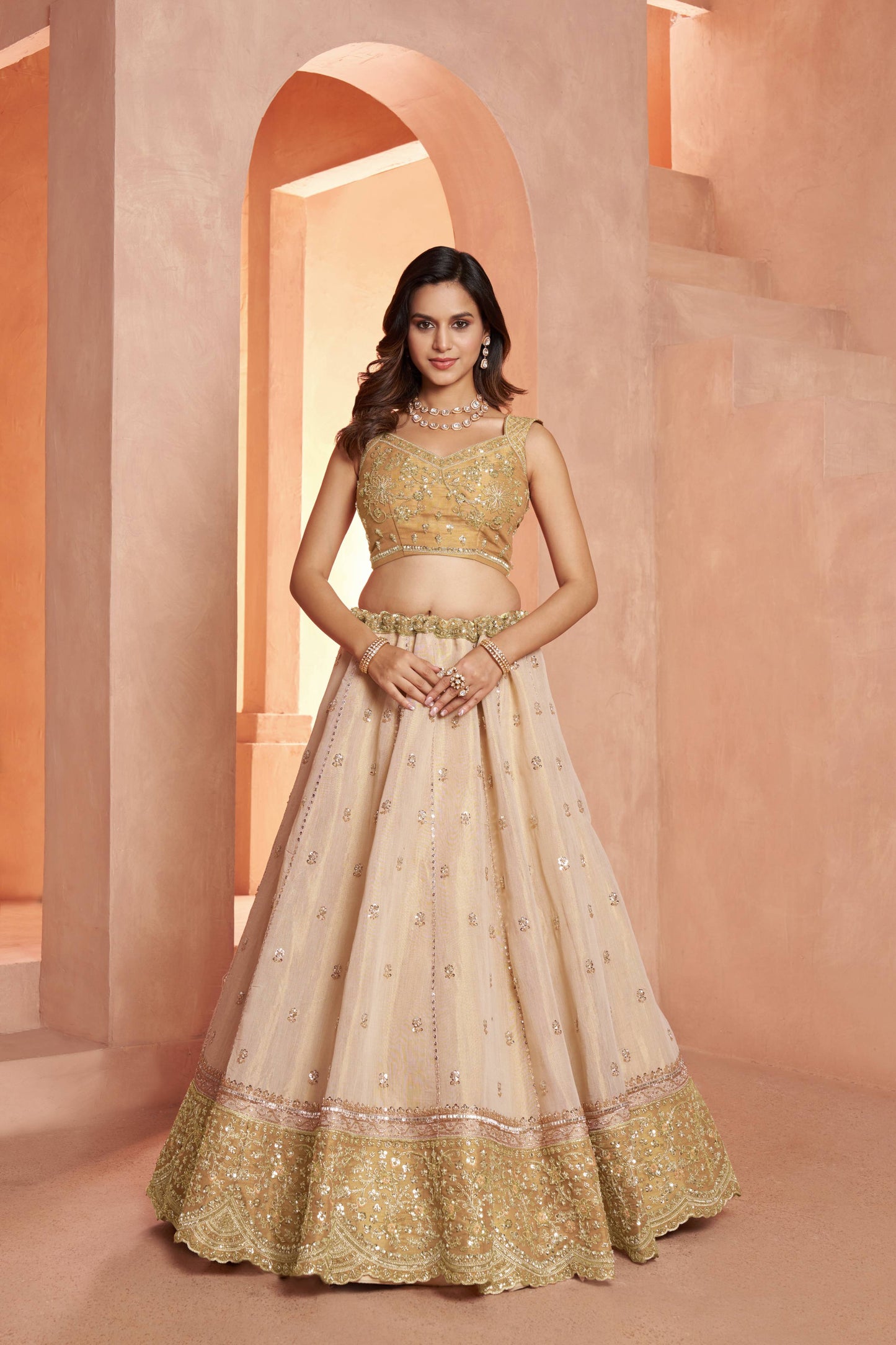 Golden Double Shade Lehenga 2238