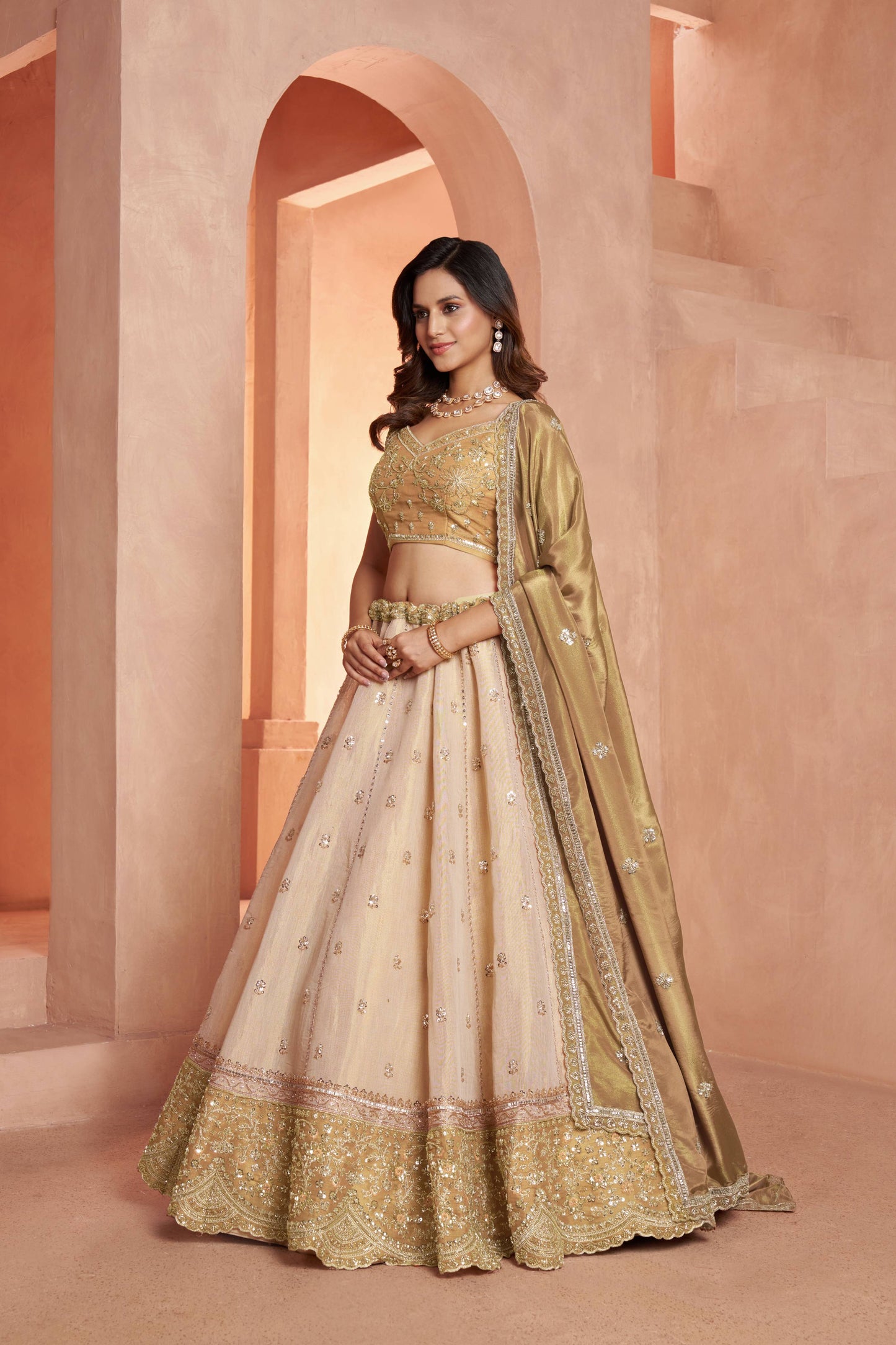 Golden Double Shade Lehenga 2238