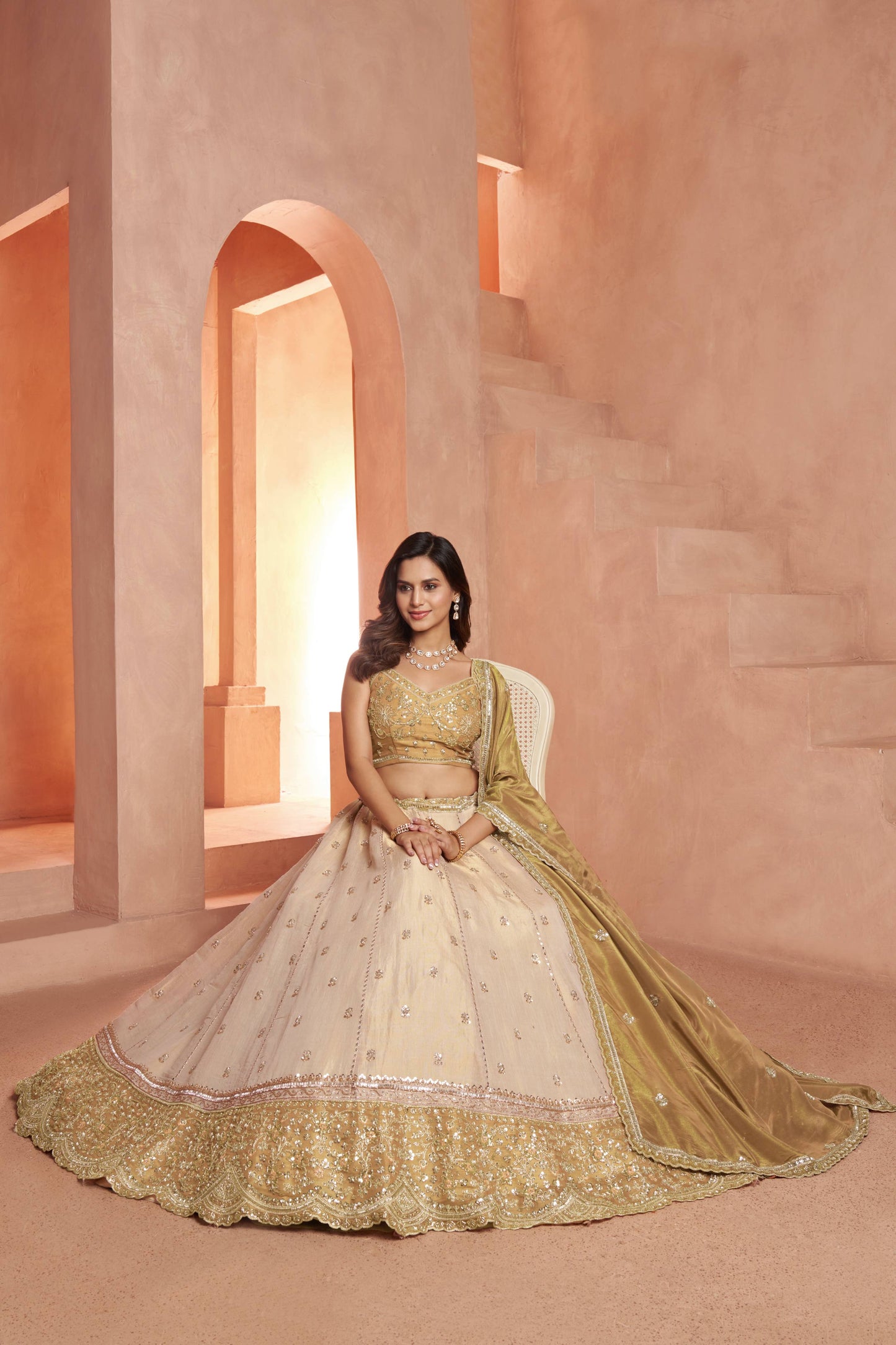 Golden Double Shade Lehenga 2238