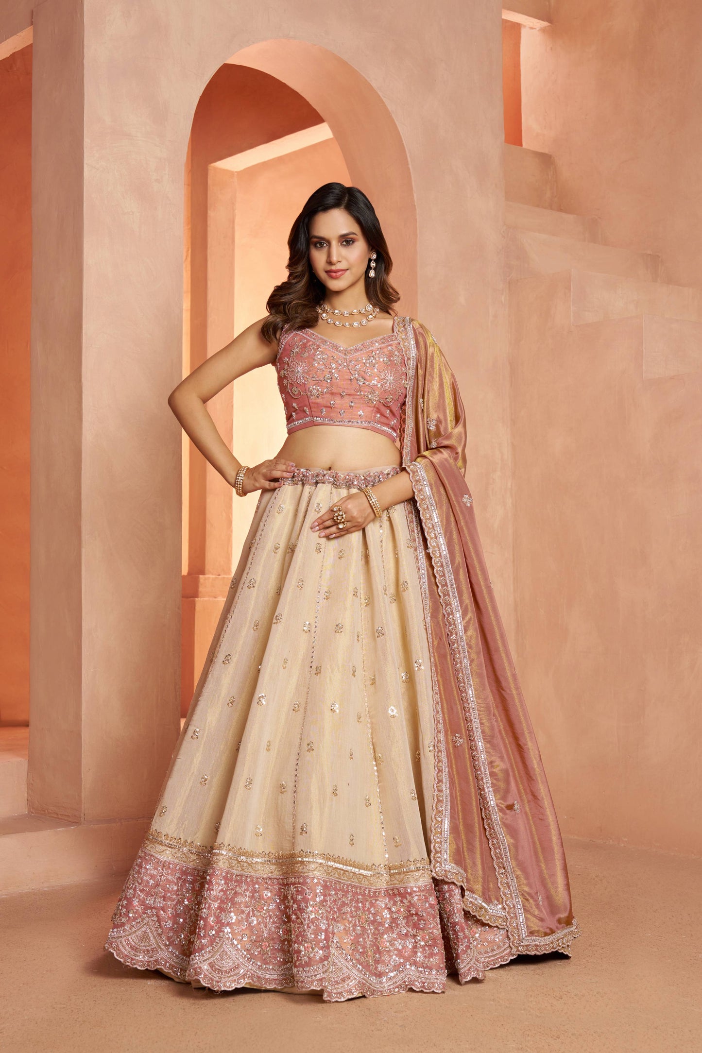 Golden Double Shade Lehenga 2238