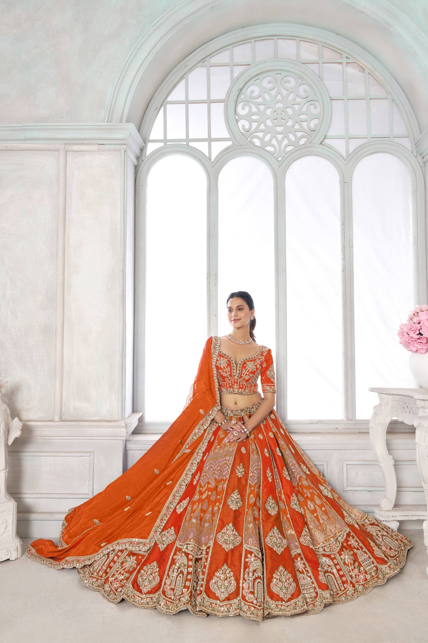 Rust Orange Designer Lehenga 2250