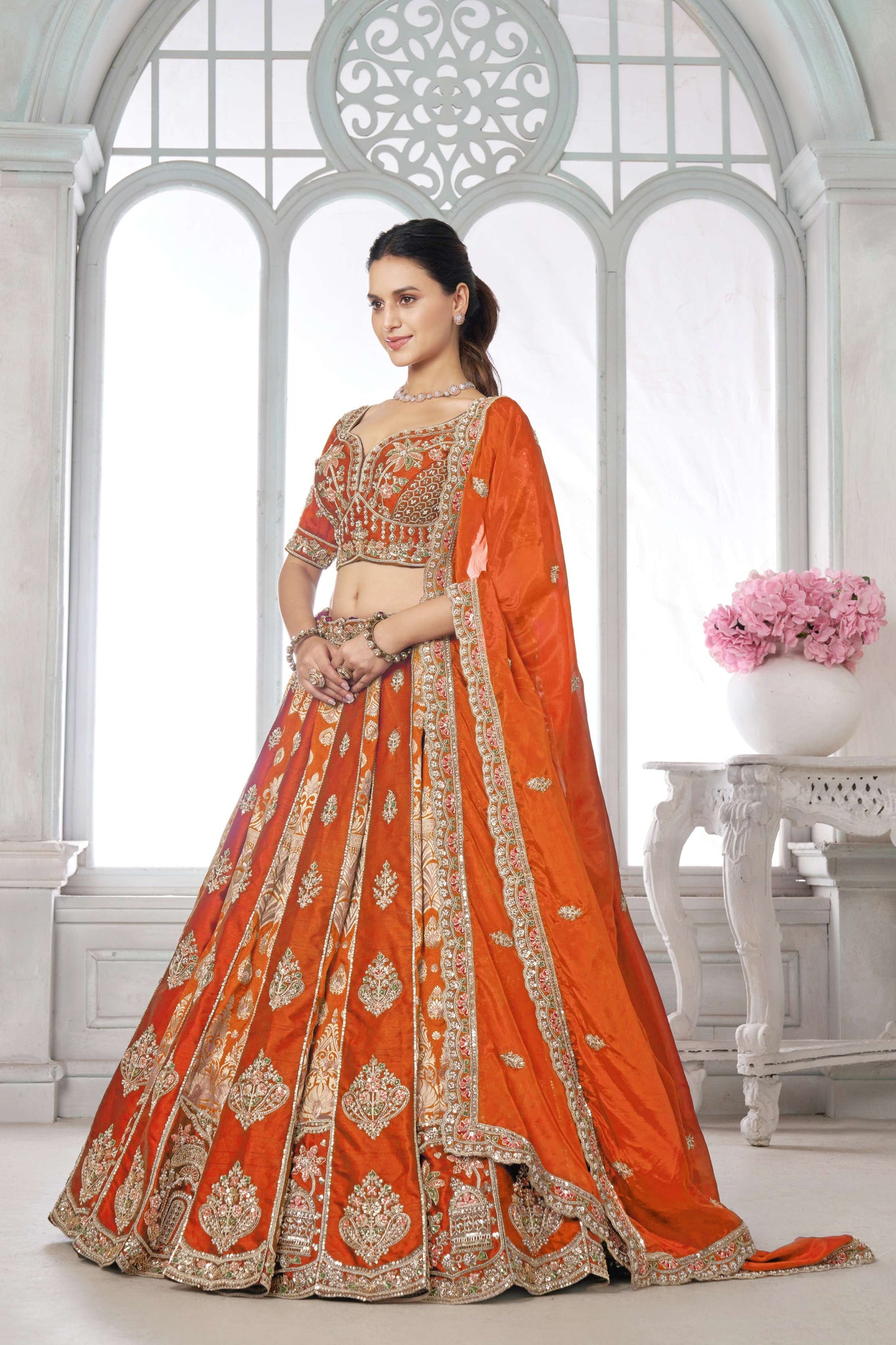 Rust Orange Designer Lehenga 2250