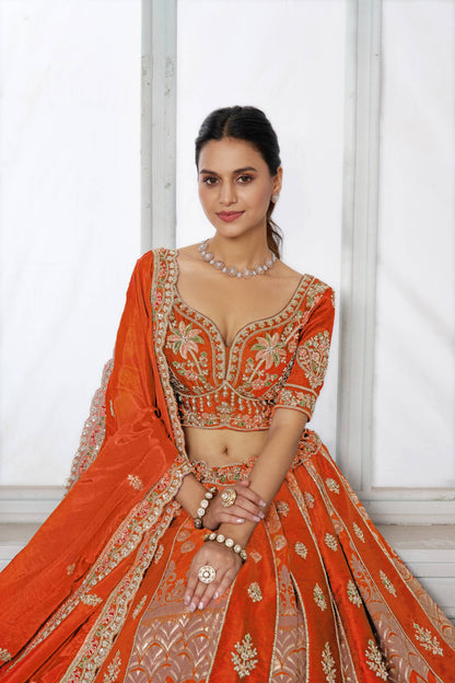 Rust Orange Designer Lehenga 2250