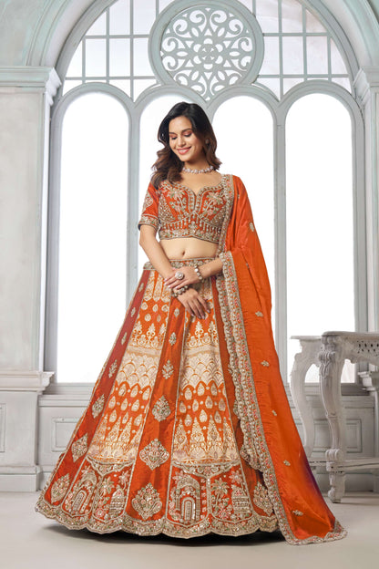 Rust Orange Designer Lehenga 2250