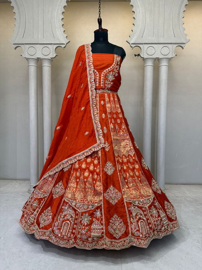 Rust Orange Designer Lehenga 2250