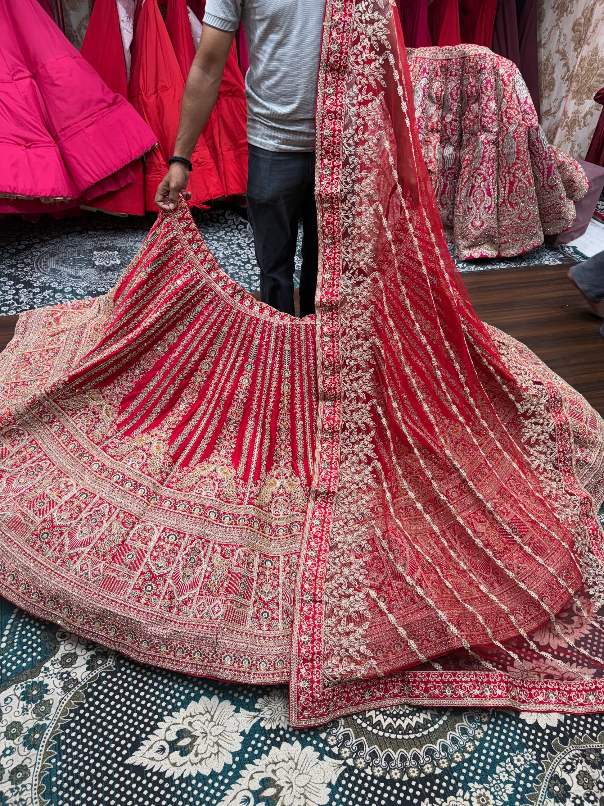 Rani Pink Peacock Bridal Lehenga - Shopping World