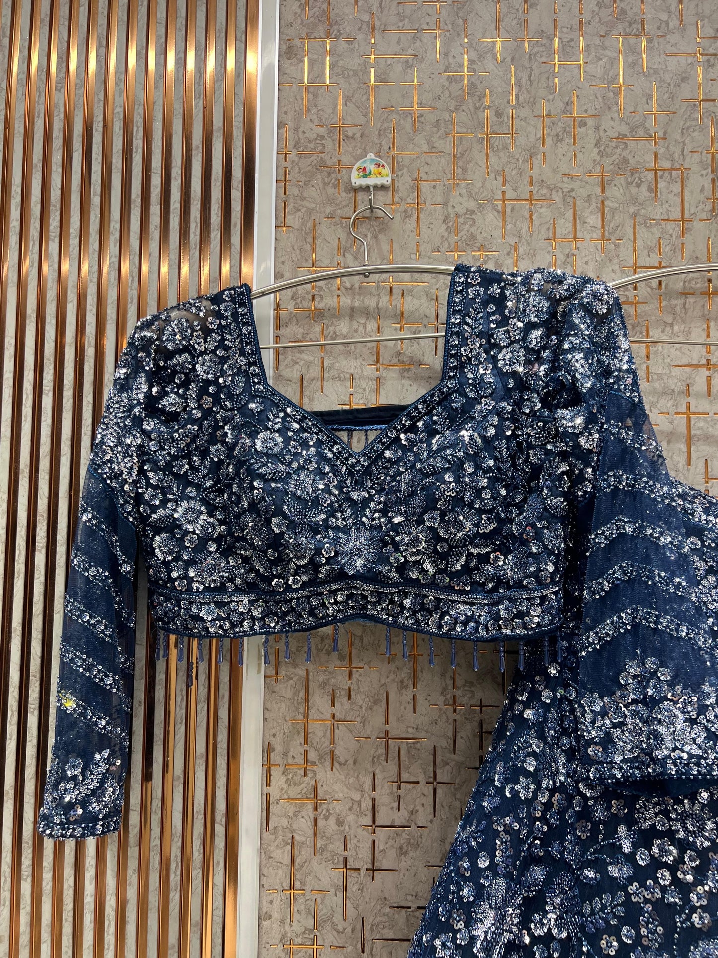 Blue Crop top Lehenga