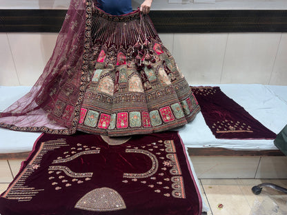 Beautiful Maroon Doli Barat Ball bridal Lehenga