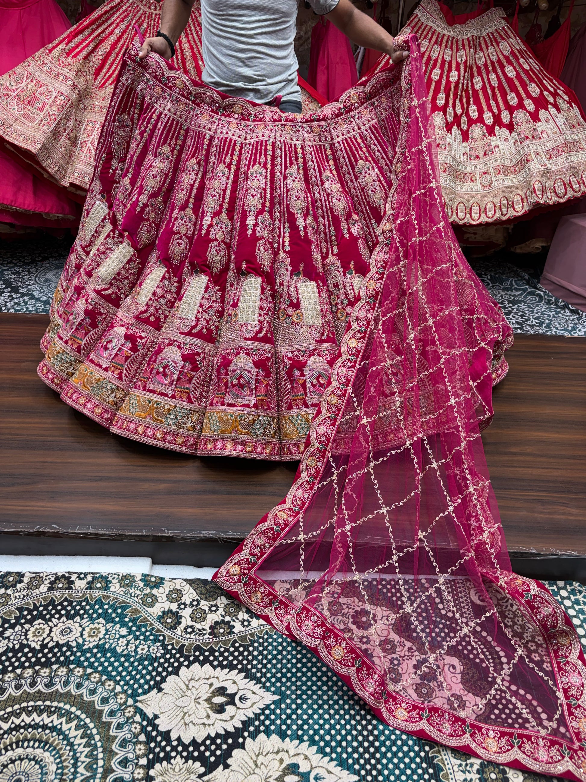 Rani Pink Doli Barat Ball Bridal Lehenga - Shopping World