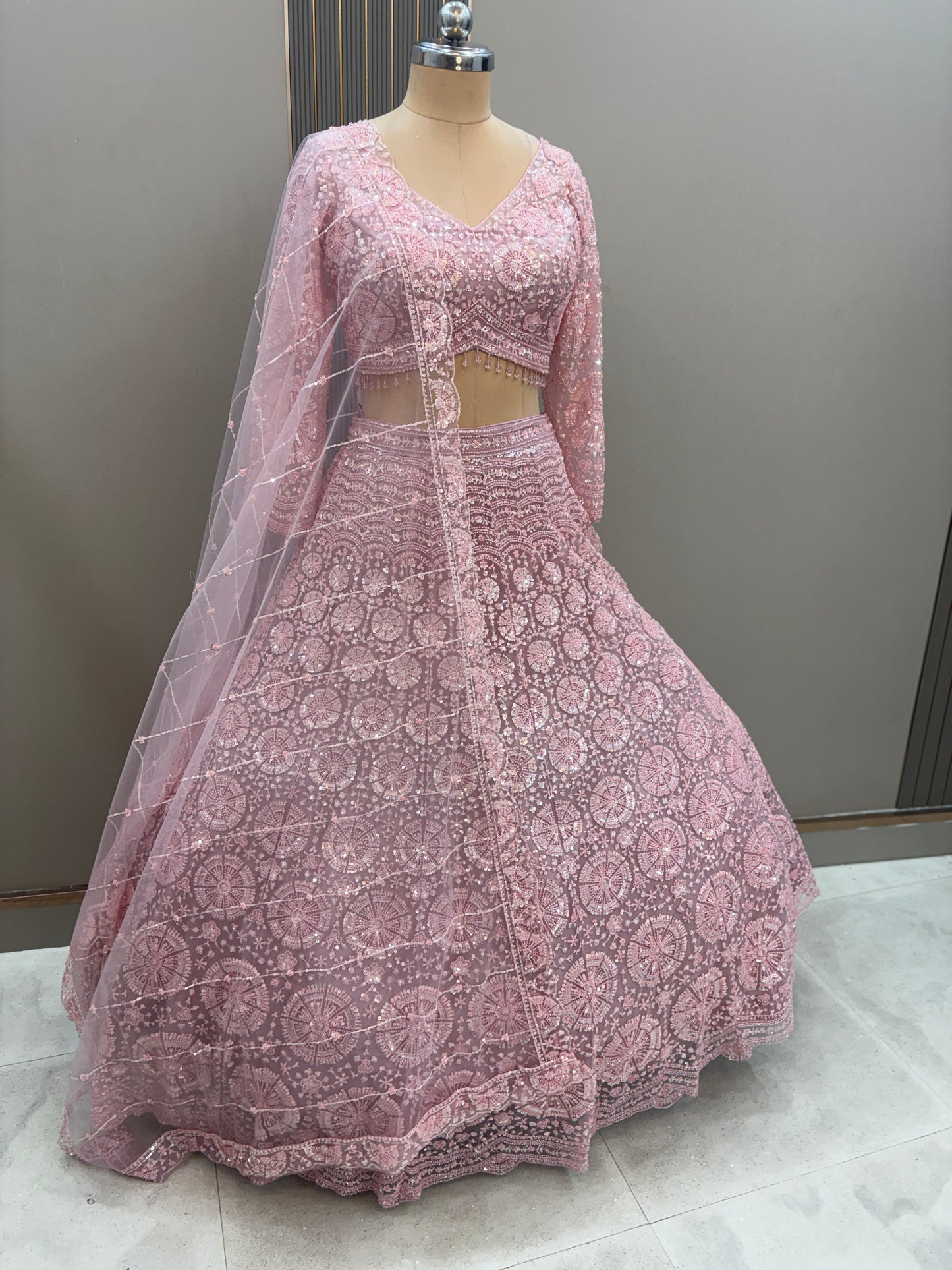 Gorgeous Cherry red on red Monotone Crop top Lehenga