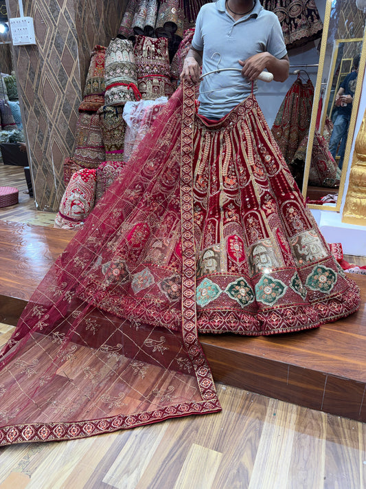 Maroon Ball Bridal Lehenga