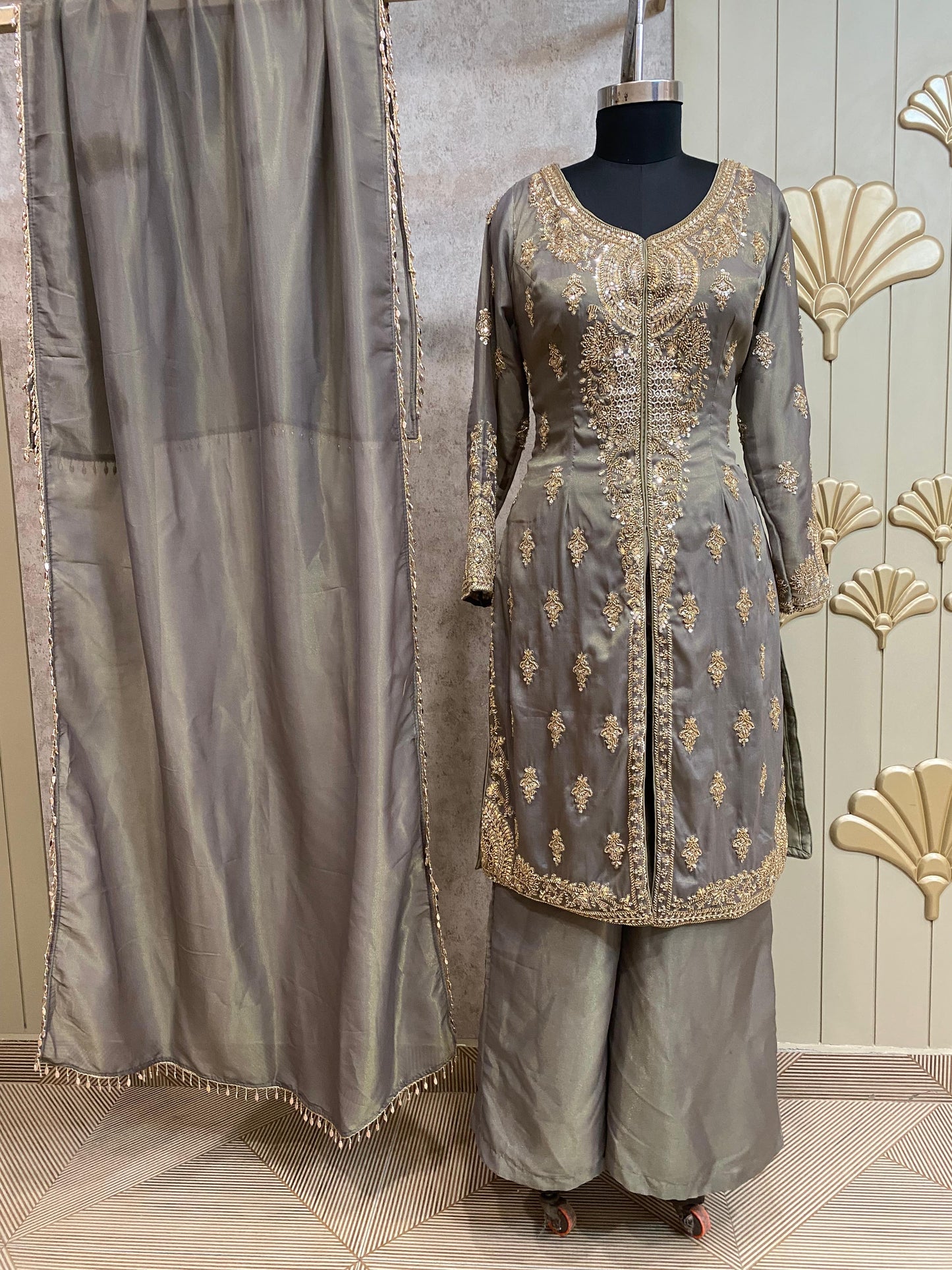 Purple Long Sharara Suit Dress Material