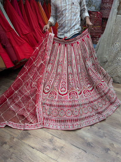 Red handwork Bridal Lehenga - Shopping World