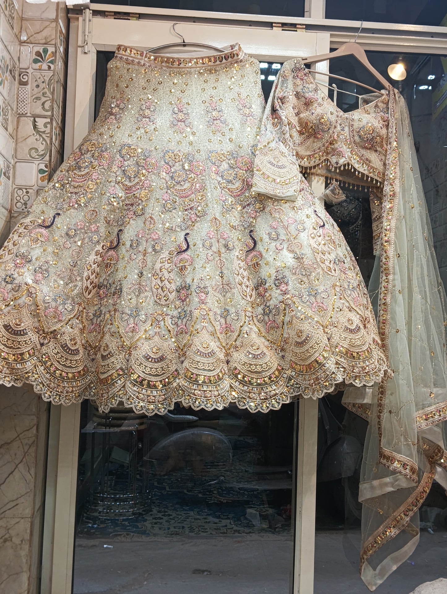 Glamorous purple peacock crop top lehenga