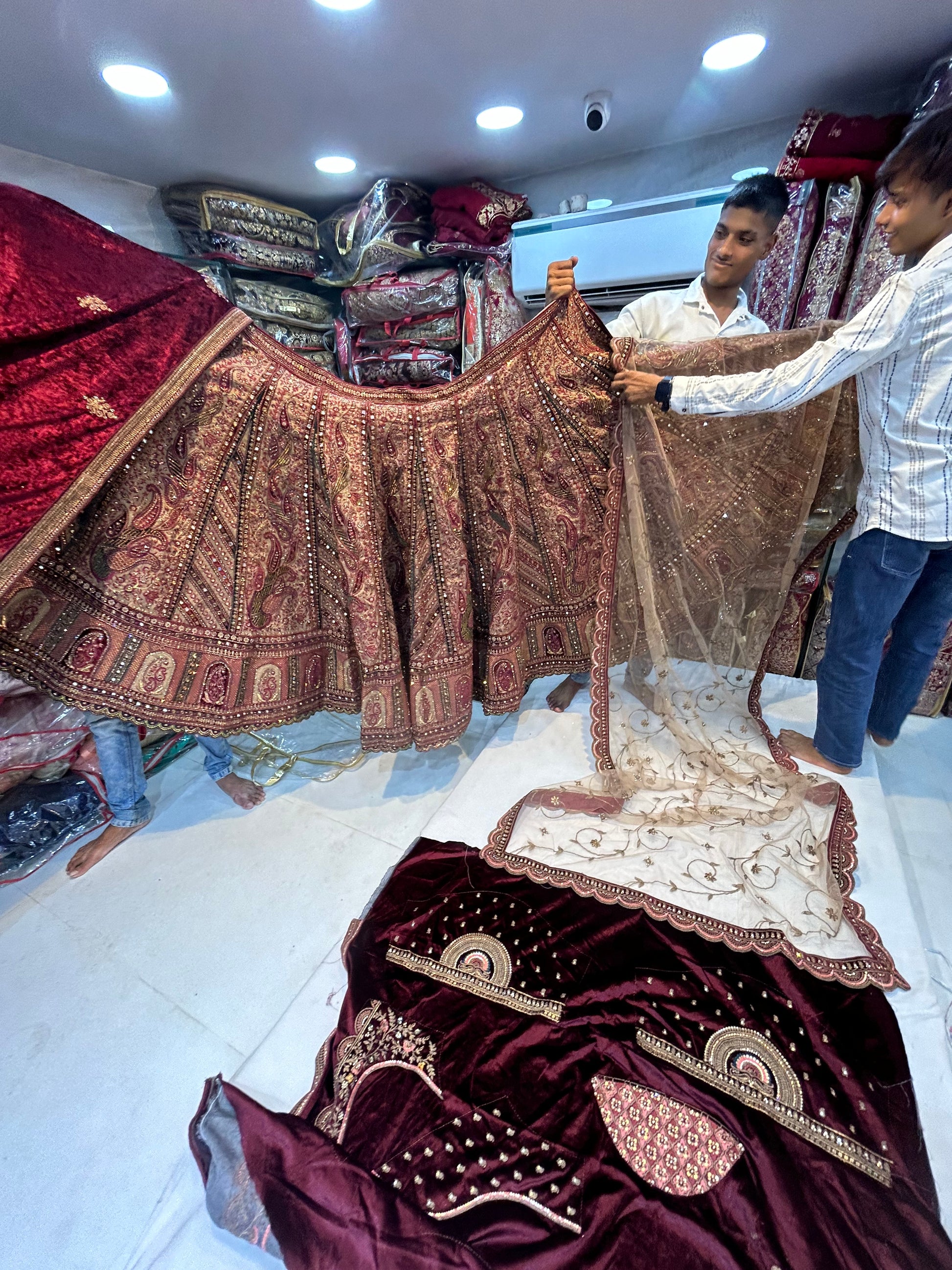 Maroon Peacock bridal lehenga