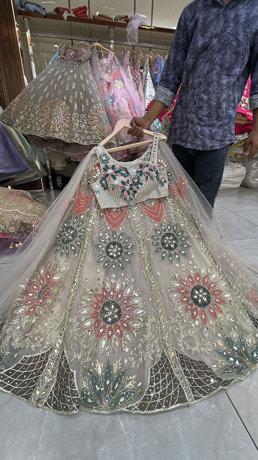 White Designer Crop Top Lehenga