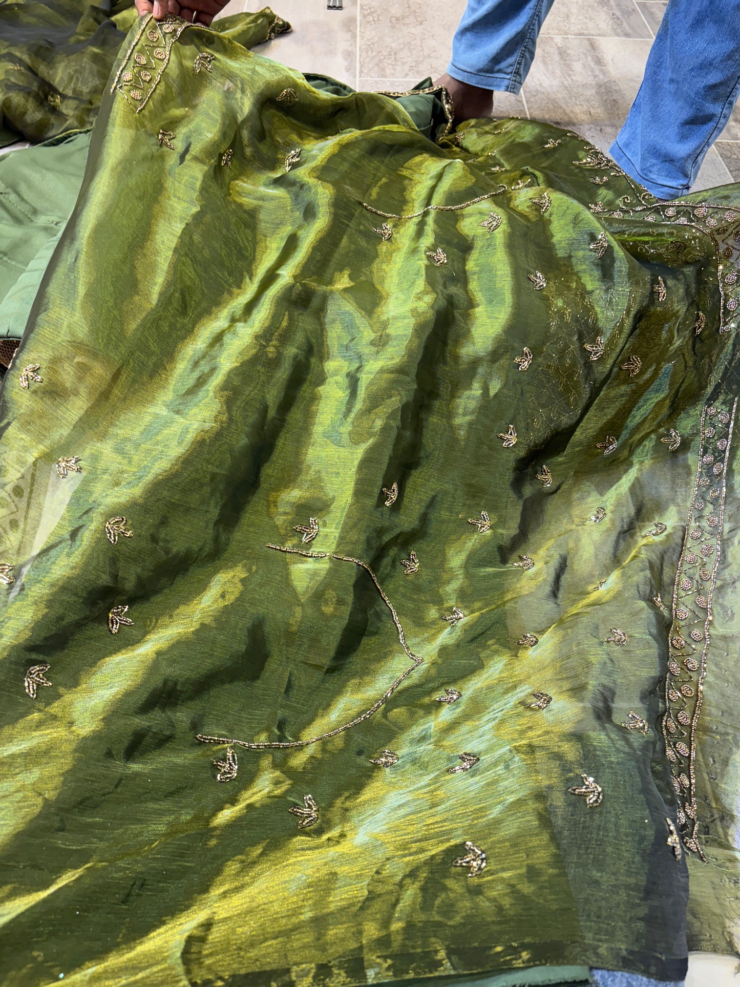 Magnificent Mehendi green Lehenga