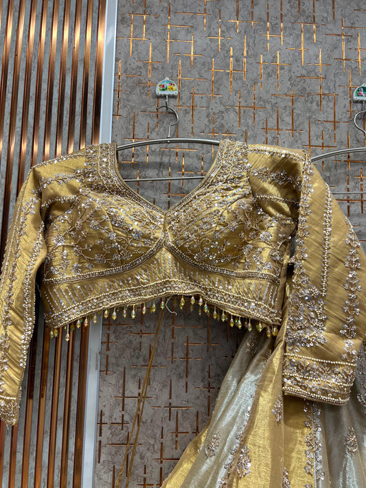 Silver Golden Crop Top Lehenga