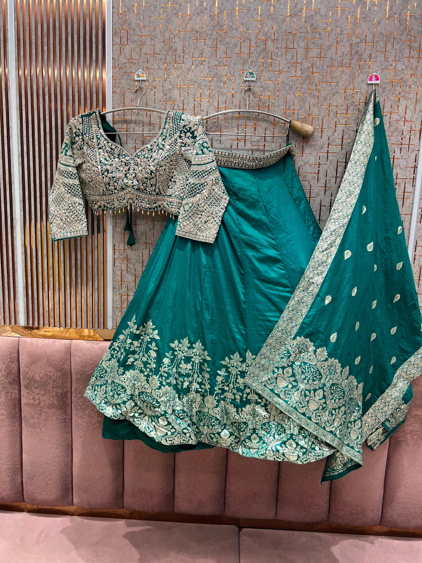 Rust Orange Designer Crop Top Lehenga