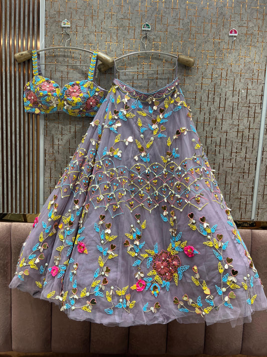 Lavender Pdp Crop Top Lehenga