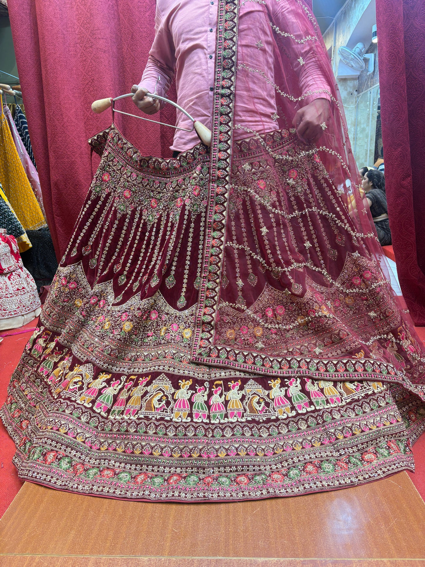 Pretty maroon doli barat bridal Lehenga