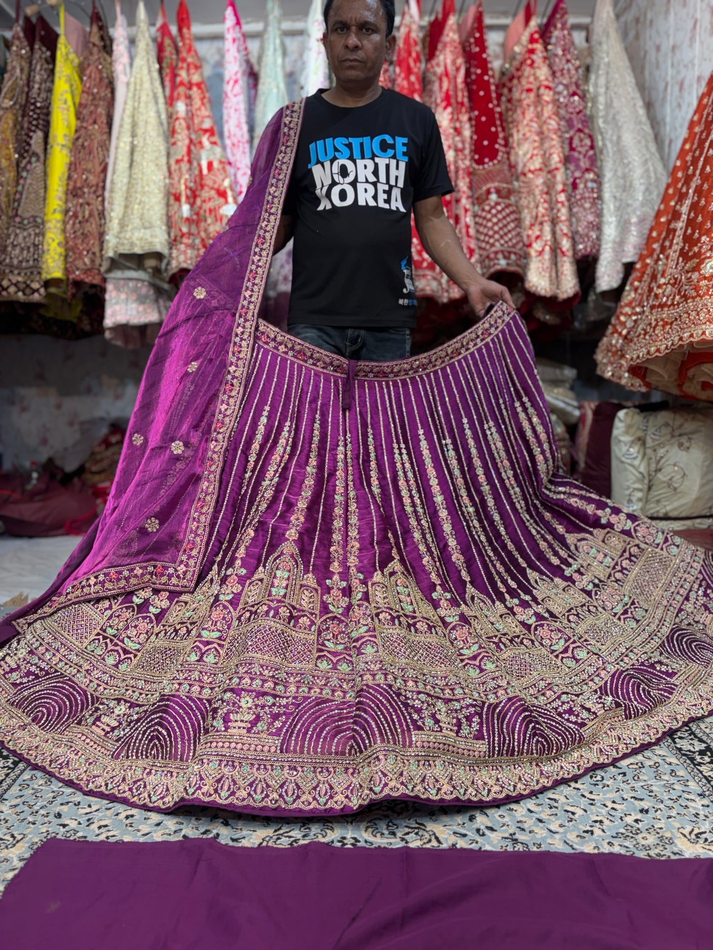 Elegant magenta pink Crop Top Lehenga