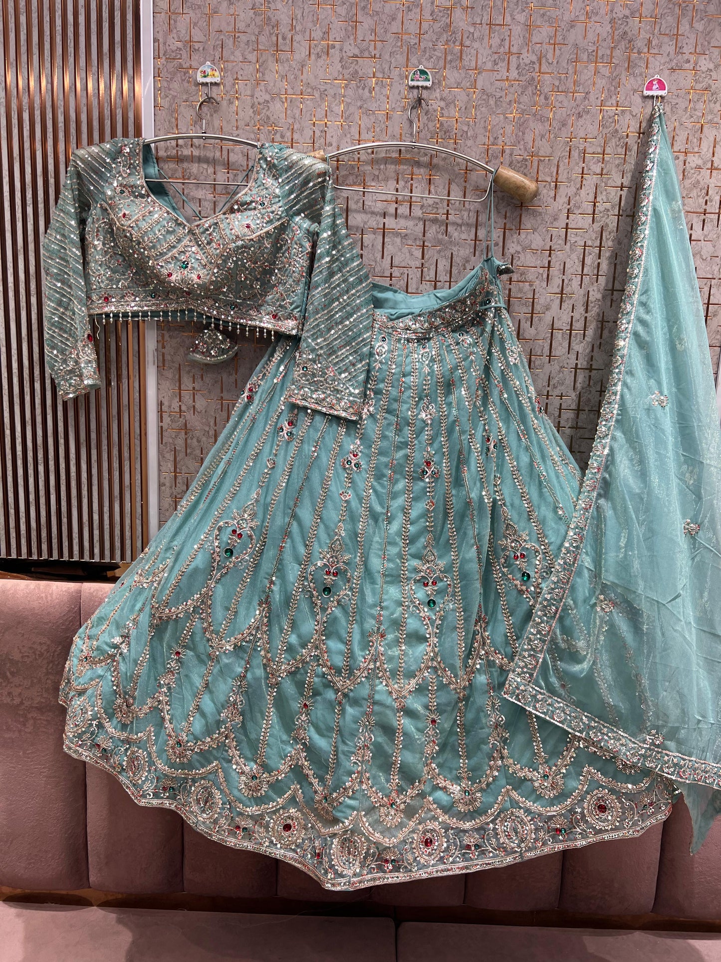 Pink Crop top Lehenga