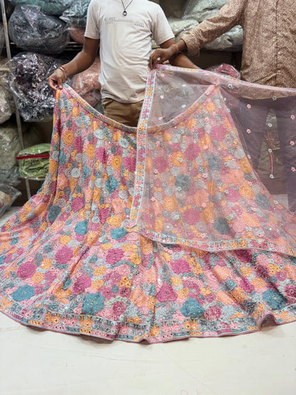 Something different pink floral Lehenga